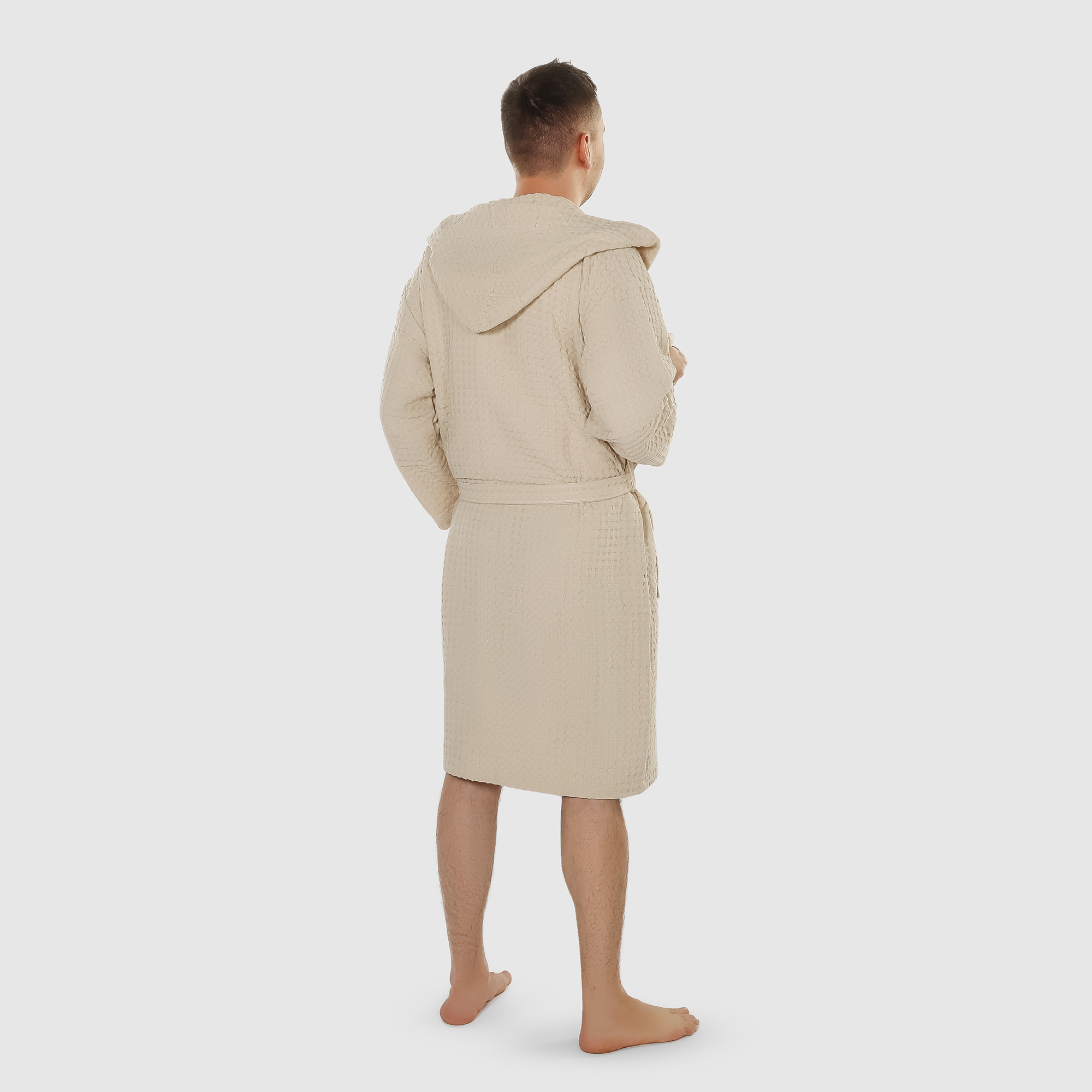 фото Халат мужской asil sauna brown xl вафельный с капюшоном