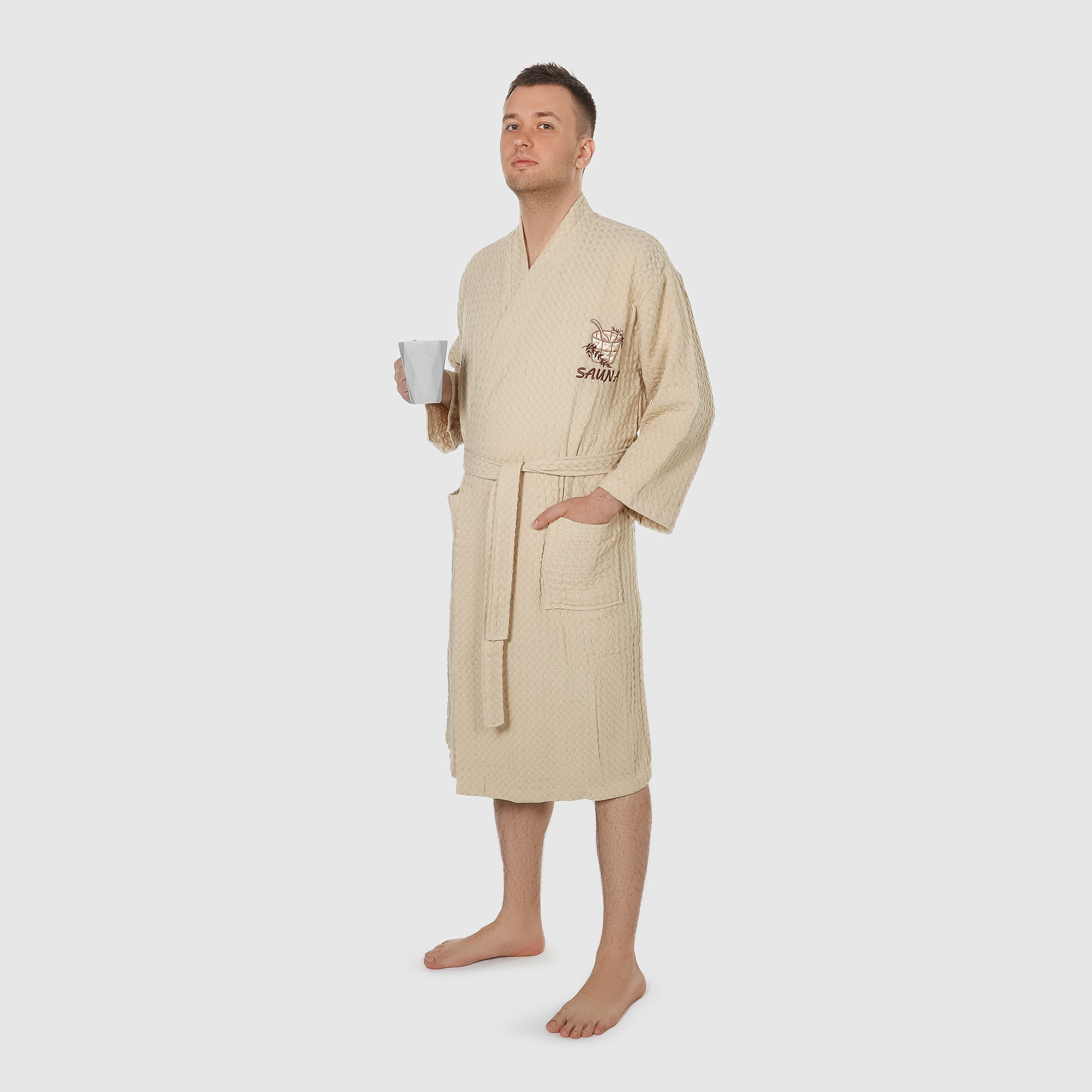 Халат мужской Asil Sauna Kimono Brown XL вафельный