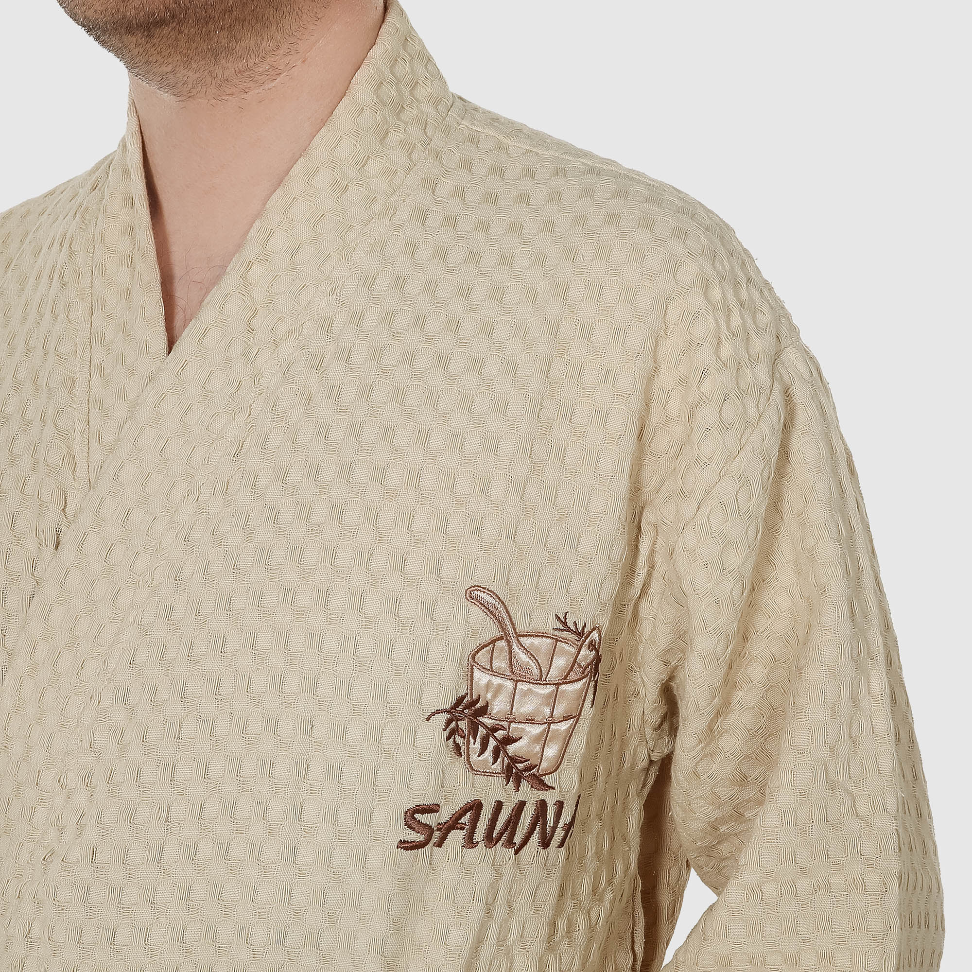 фото Халат мужской asil sauna kimono brown xl вафельный