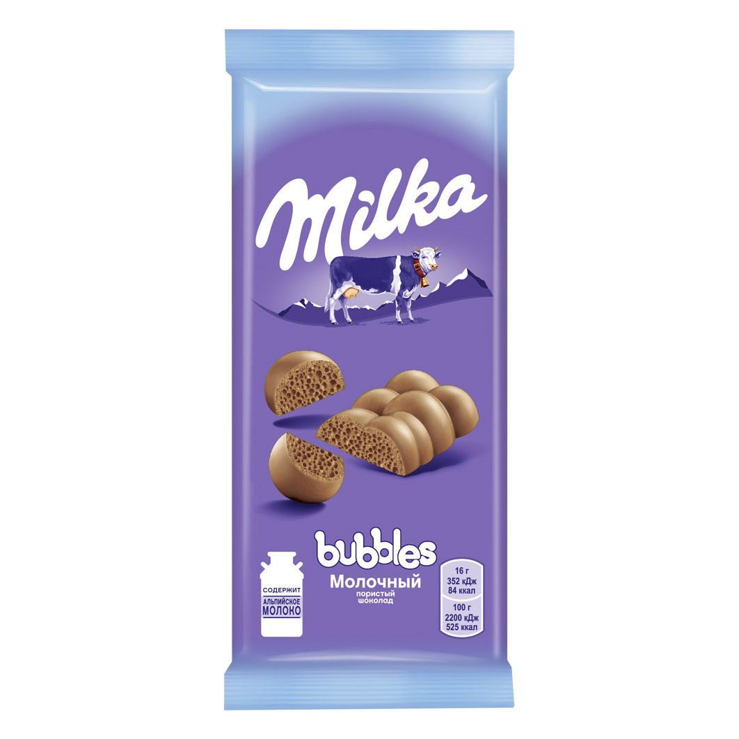 Шоколад Milka Bubbles молочный пористый 80 г