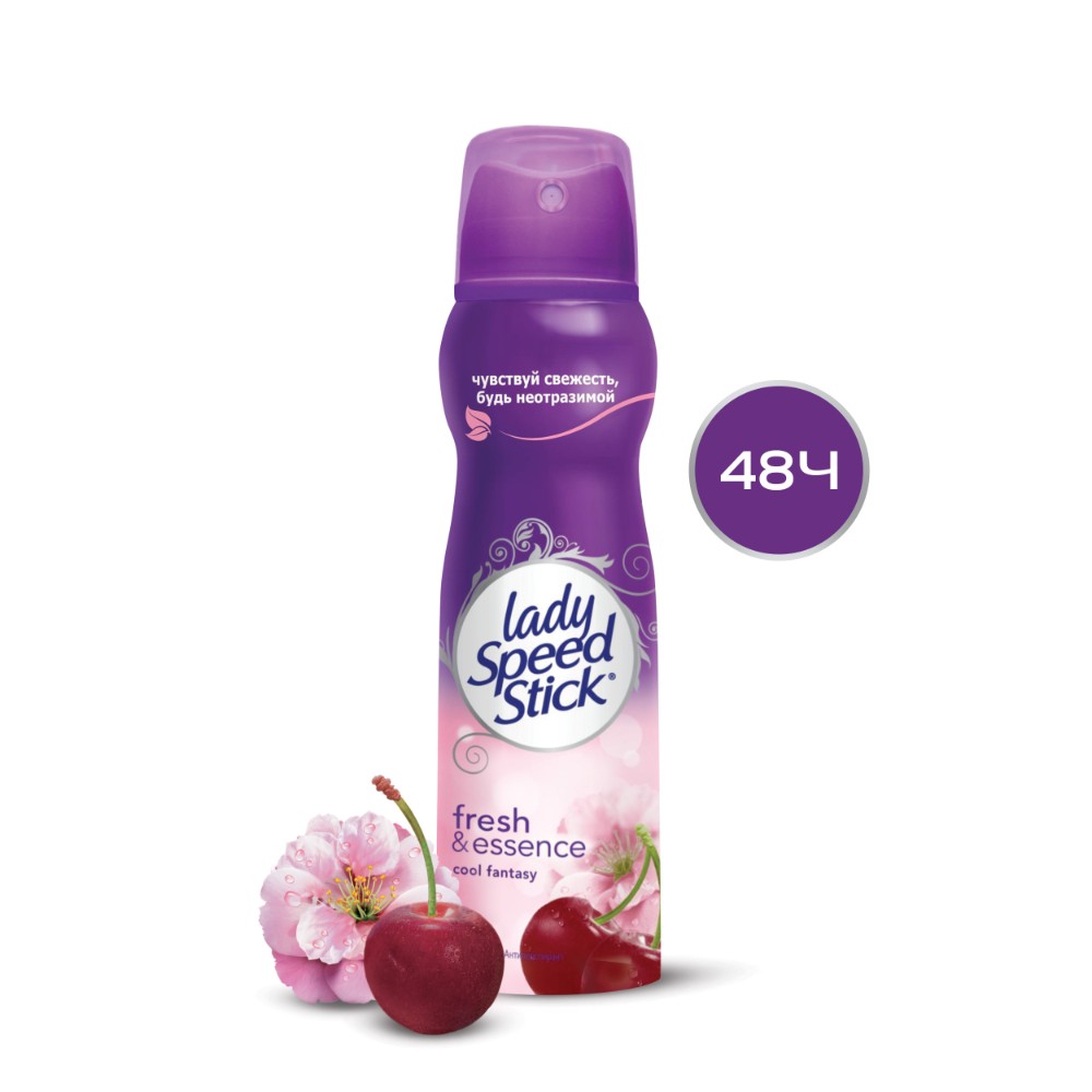 фото Дезодорант женский антиперспирант спрей lady speed stick fresh & essence cool fantasy цветок вишни, 150 мл