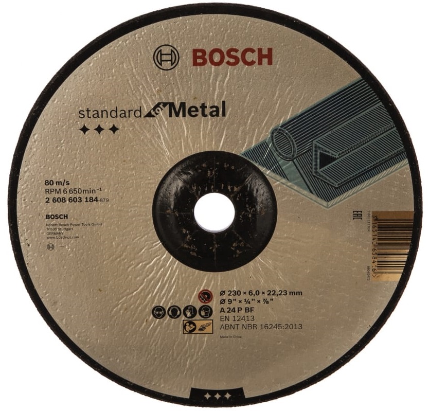 Шлифовальный диск по металлу 230х6 Bosch (2608603184) шлифовальный абразивный диск bosch standard for metal 2608603184 1 шт