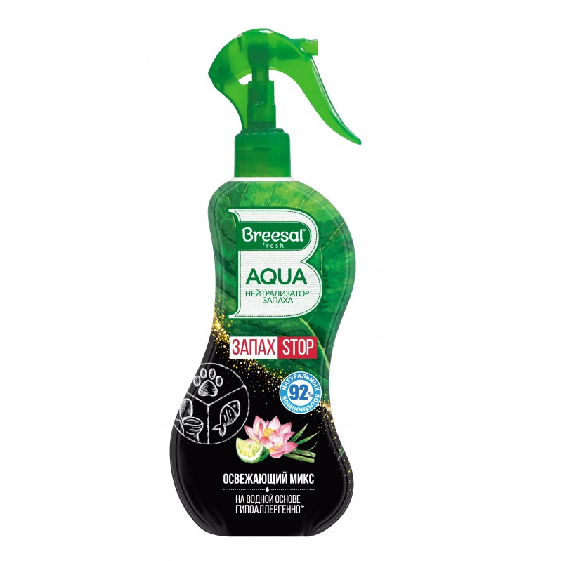 Нейтрализатор запаха Breesal Aqua Освежающий микс, 375 мл synergetic освежитель воздуха ягоды можжевельника и ангелика на водной основе нейтрализатор 380