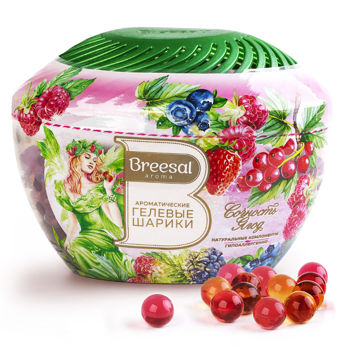 Ароматические гелевые шарики Breesal Fresh Drops Сочность ягод, 215 мл пеленки угольные шестислойные гелевые для животных 60 х 60 см 30 шт