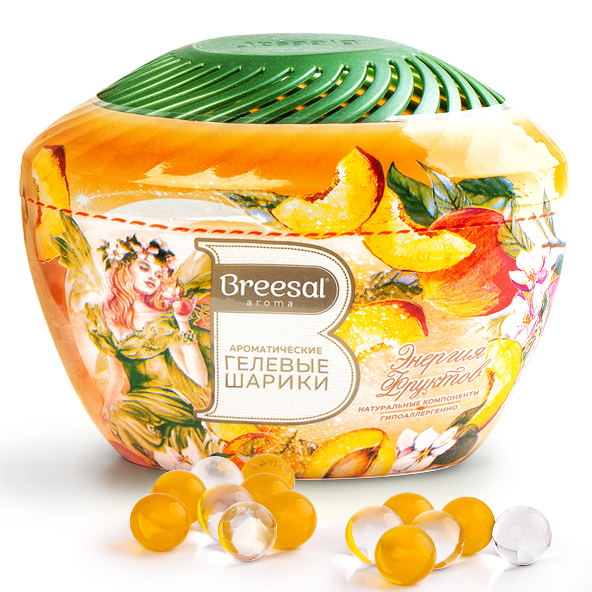 Ароматические гелевые шарики Breesal Fresh Drops Энергия фруктов, 215 мл ароматические гелевые шарики для дома breesal цитрусовый микс 160 мл