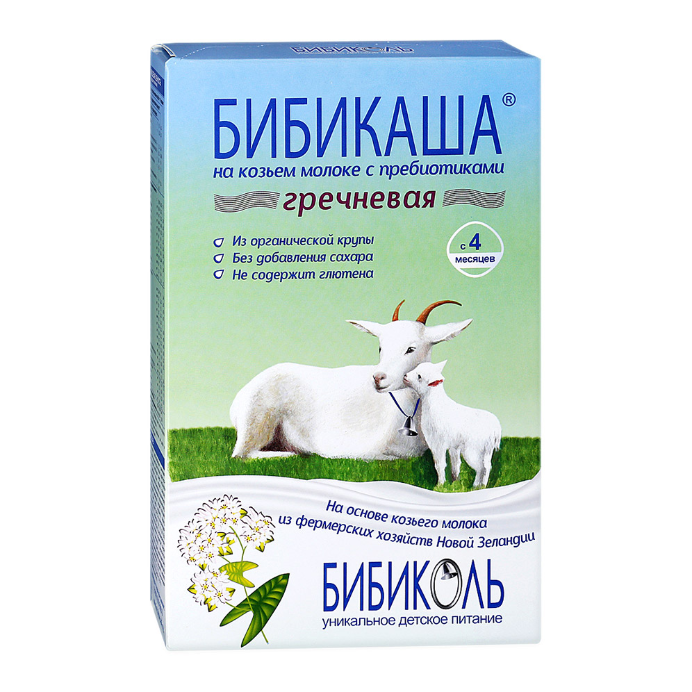 Каша Бибиколь Бибикаша на козьем молоке гречневая с 4-ех месяцев 200 г