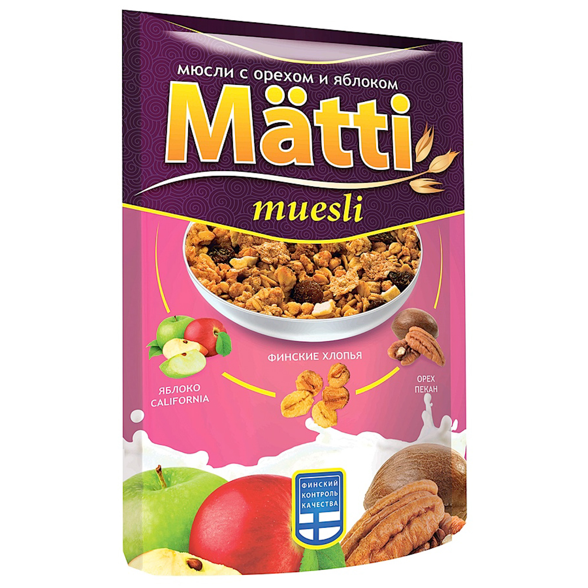 Мюсли Matti с орехом и яблоком 250 г мюсли шоколадное ассорти matti 250г
