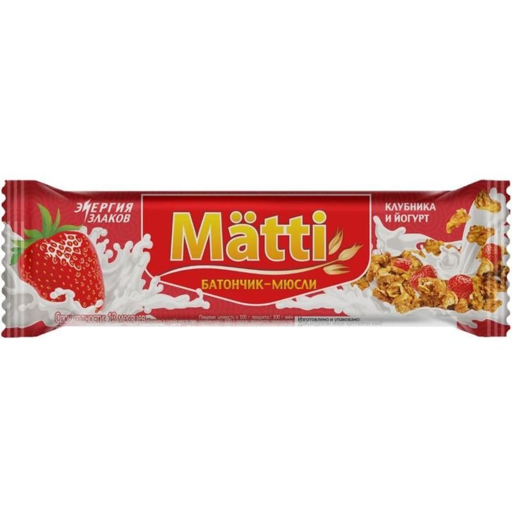 Батончик Matti мюсли клубника и йогурт 24 г 40₽