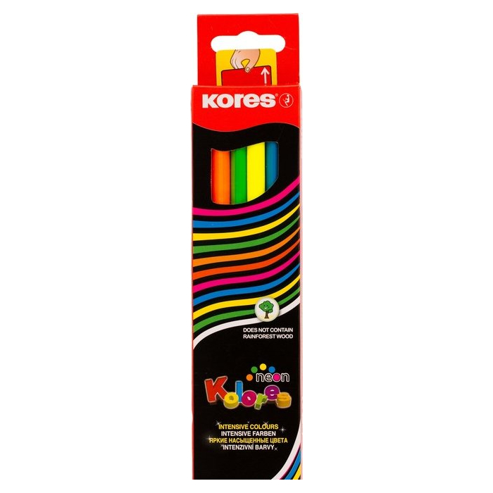 Цветные карандаши Kores неоновые 6 цветов