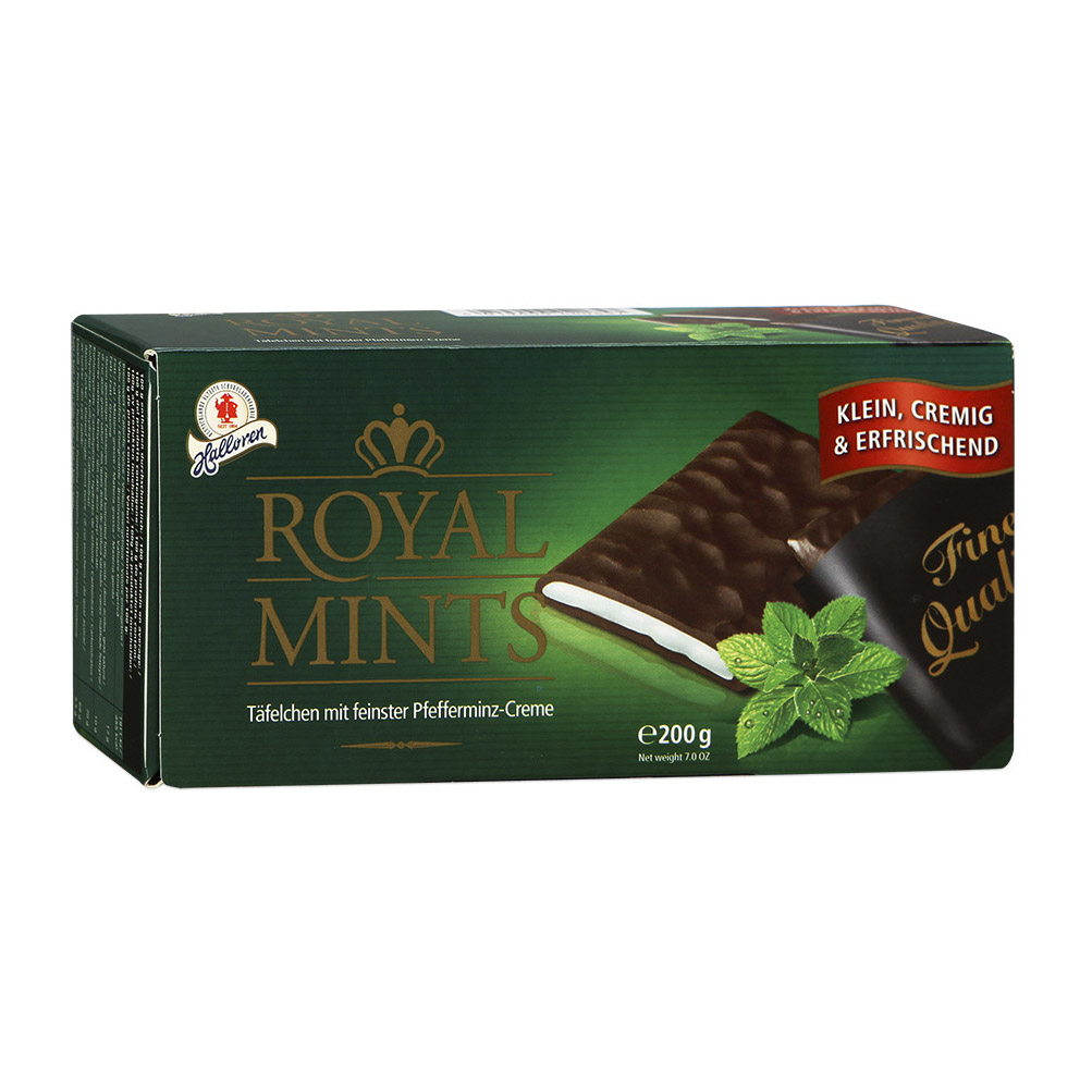 Royal mints. Шоколадные плитки с мятной начинкой "Royal Mints", 200г. Шоколад Halloren Royal Mints. Шоколадные плитки Халлорен с мятной начинкой 200г. Шоколад Halloren Royal thins с мятной начинкой 200 гр.