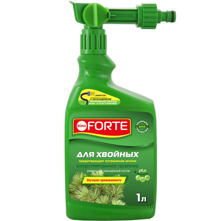 Удобрение Bona Forte для хвойных, эжектор 1 л жидкое средство для новогодних елей сосен и пихт bona forte