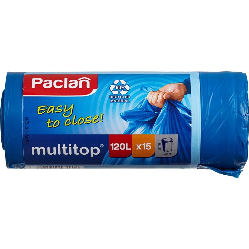 Мешки для мусора Paclan Multitop 120 л 15 шт пакеты для мусора paclan multitop 60 л 20 шт