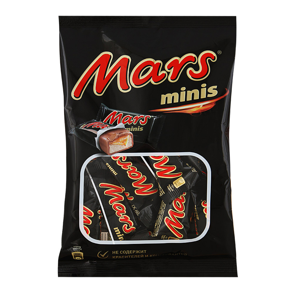 Шоколадный батончик Mars Minis 182 г батончик шоколадный mars max 81 г