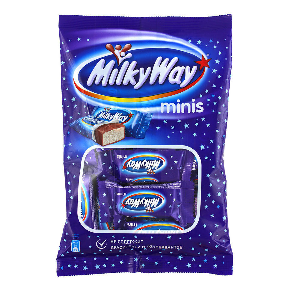Шоколадный батончик Milky Way minis шоколадный батончик milky way клубничный коктейль 26 г