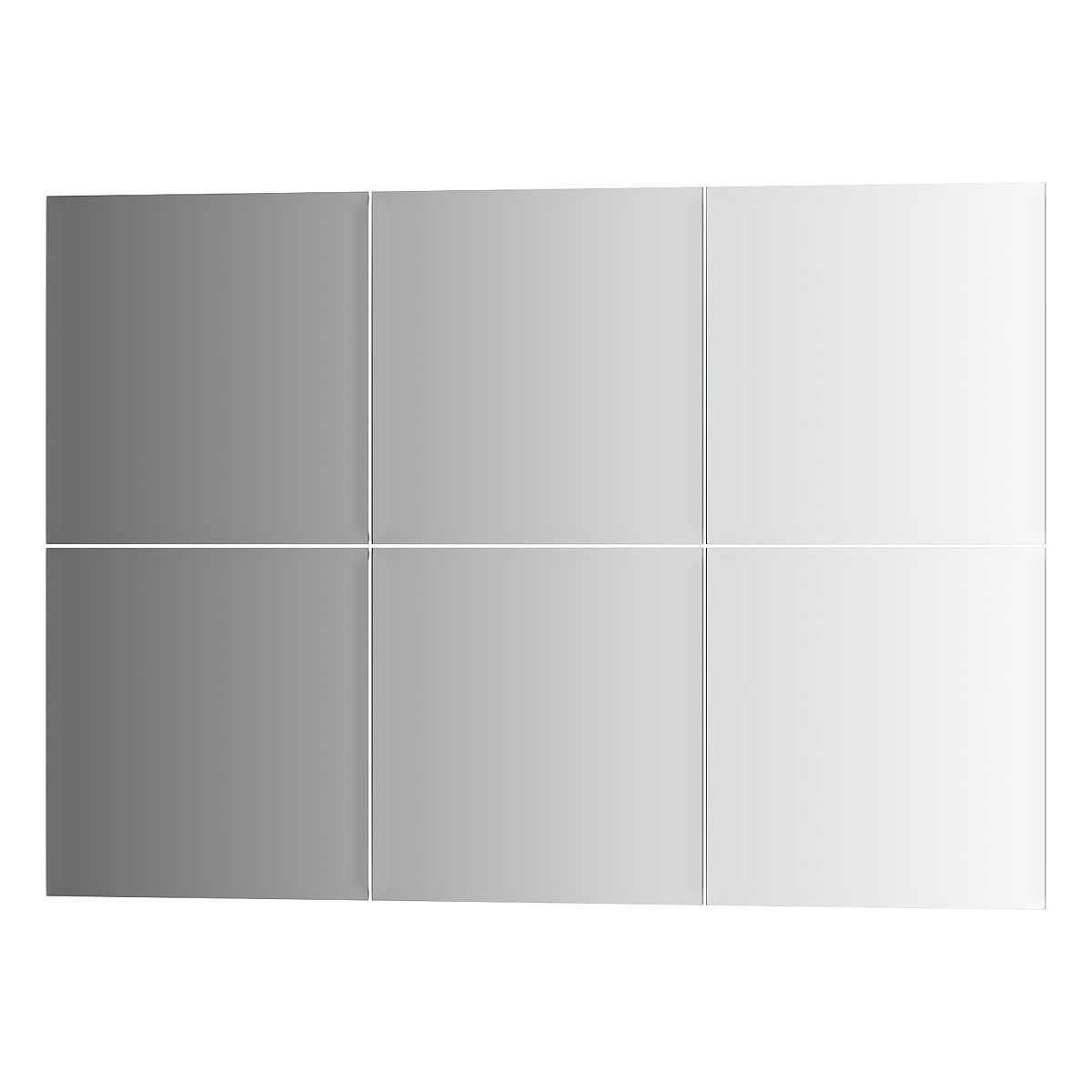 Зеркальная плитка Evoform с фацетом 10 mm - комплект 6 шт квадрат 20х20 см; серебро