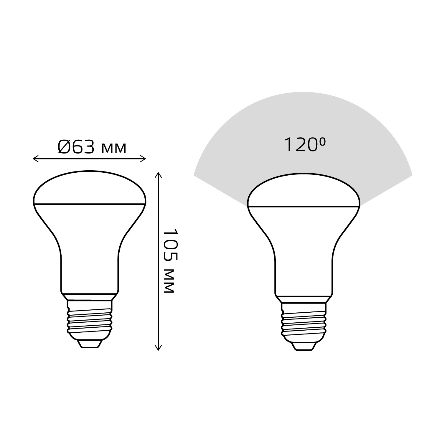 Лампа Gauss LED R63 E27 9W 660lm 2700K 1/10/50 Вид№6