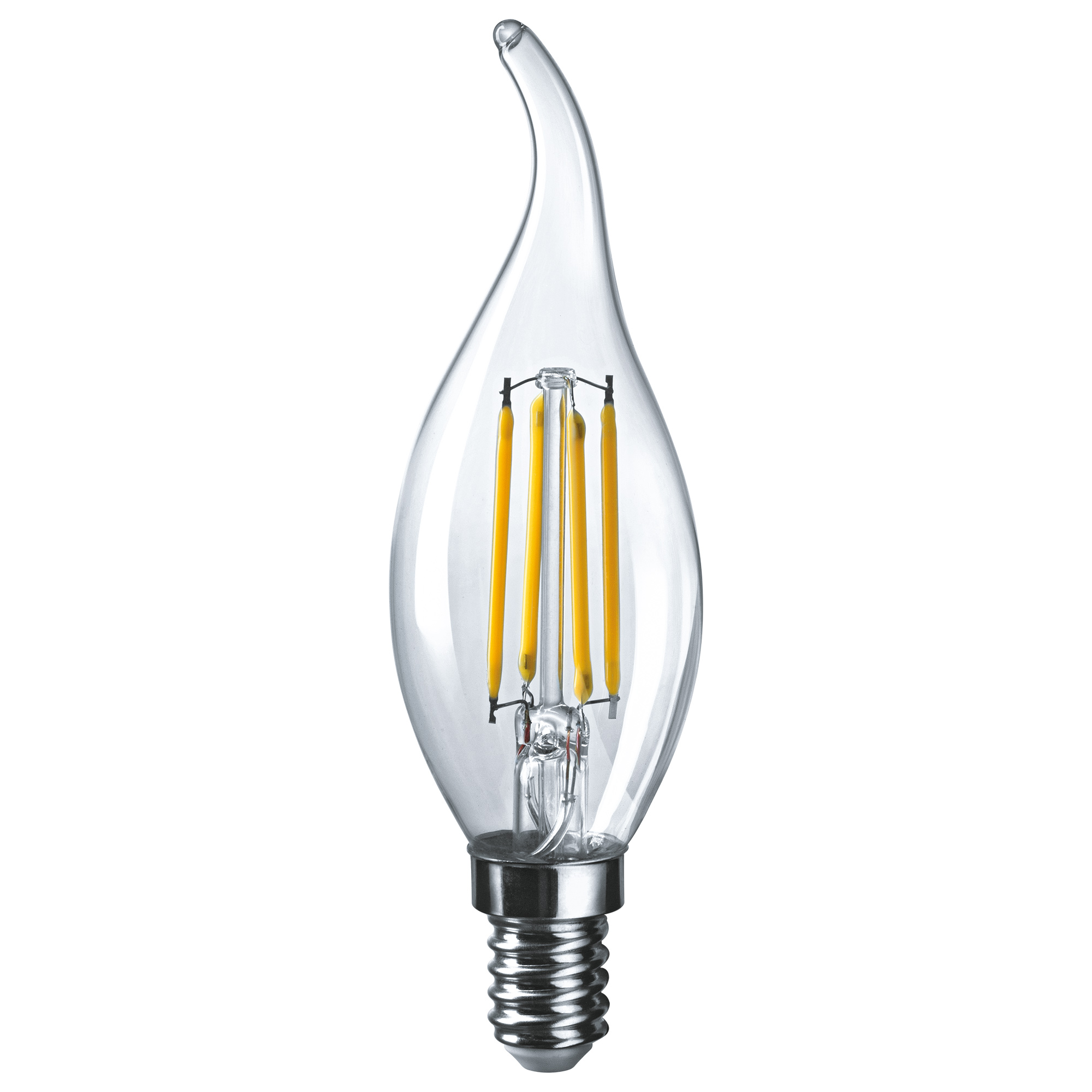 Лампа светодиодная Navigator свеча на ветру прозрачная 4Вт цоколь E14 (теплый свет) свеча витая 2 2х 25 см в термопленке серебряная