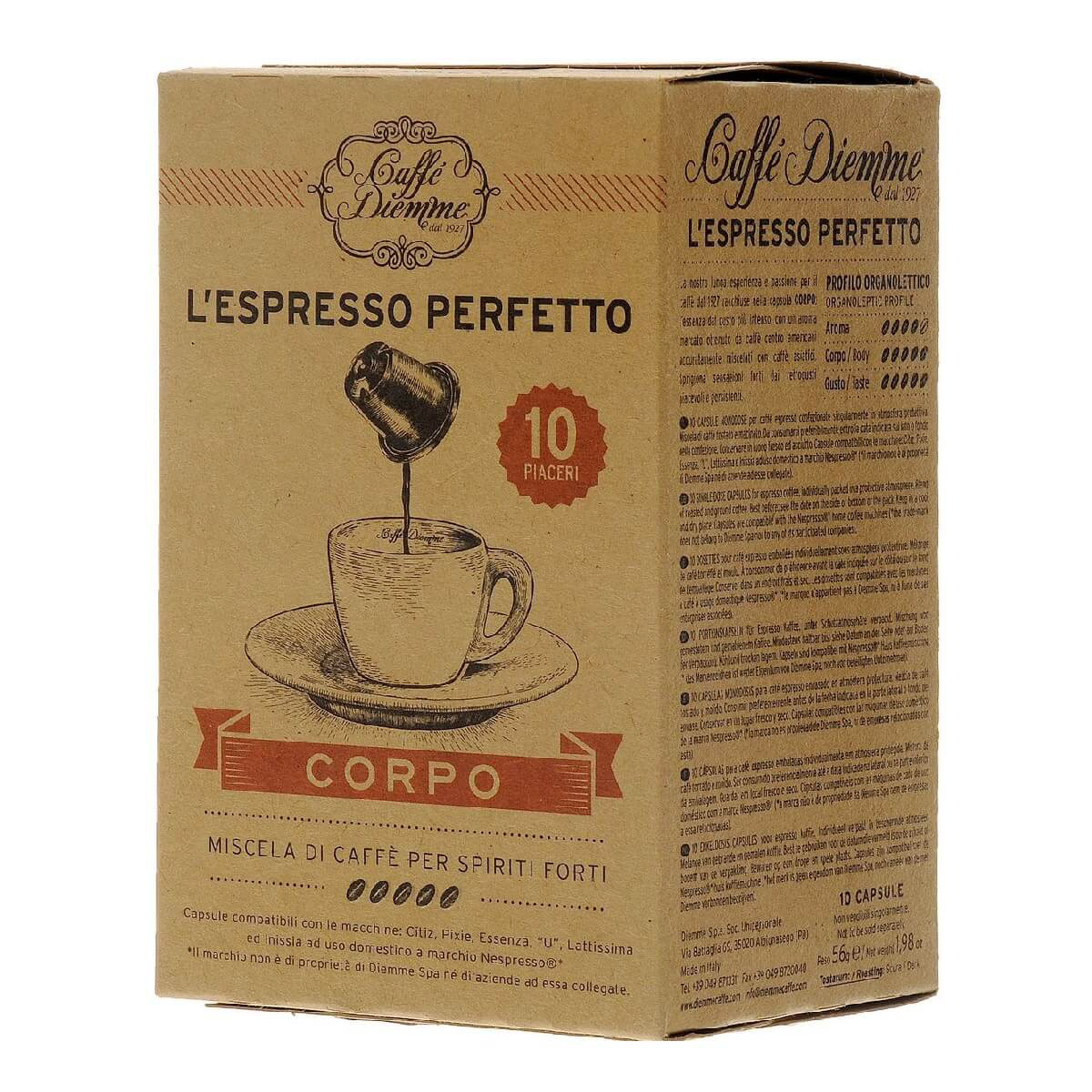 Кофе в капсулах Diemme Caffe Corpo 10 шт кофе в капсулах l or espresso ristretto 10х52 г