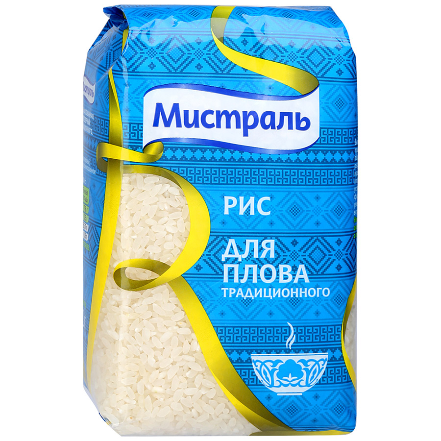 Рис Мистраль Кубань для плова белый круглозерный 900 г