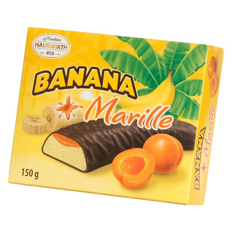 Суфле банановое HAUSWIRTH с абрикосовым джемом в темном шоколаде, 150 г