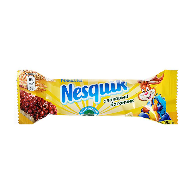 Батончик Nesquik с цельными злаками шоколадный 25 г батончик nestle fitness с цельными злаками и клубникой 23 5 г