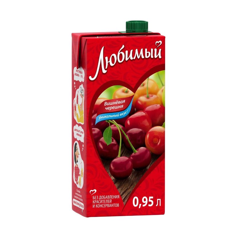 Напиток сокосодержащий Любимый Яблоко-Вишня-Черешня 0,95 л напиток medovarus биолимонад черешня 0 5 л