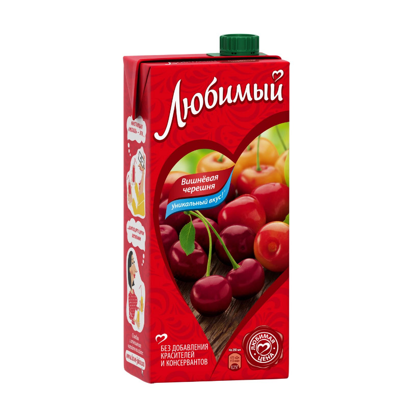 Напиток сокосодержащий Любимый Яблоко-Вишня-Черешня 1,93 л напиток сокосодержащий фруктовый сад яблоко ягоды 0 95 л