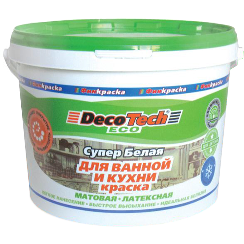 Краска Decotech Eco для ванной и кухни 14 кг краска decotech eco фасадная 14 кг