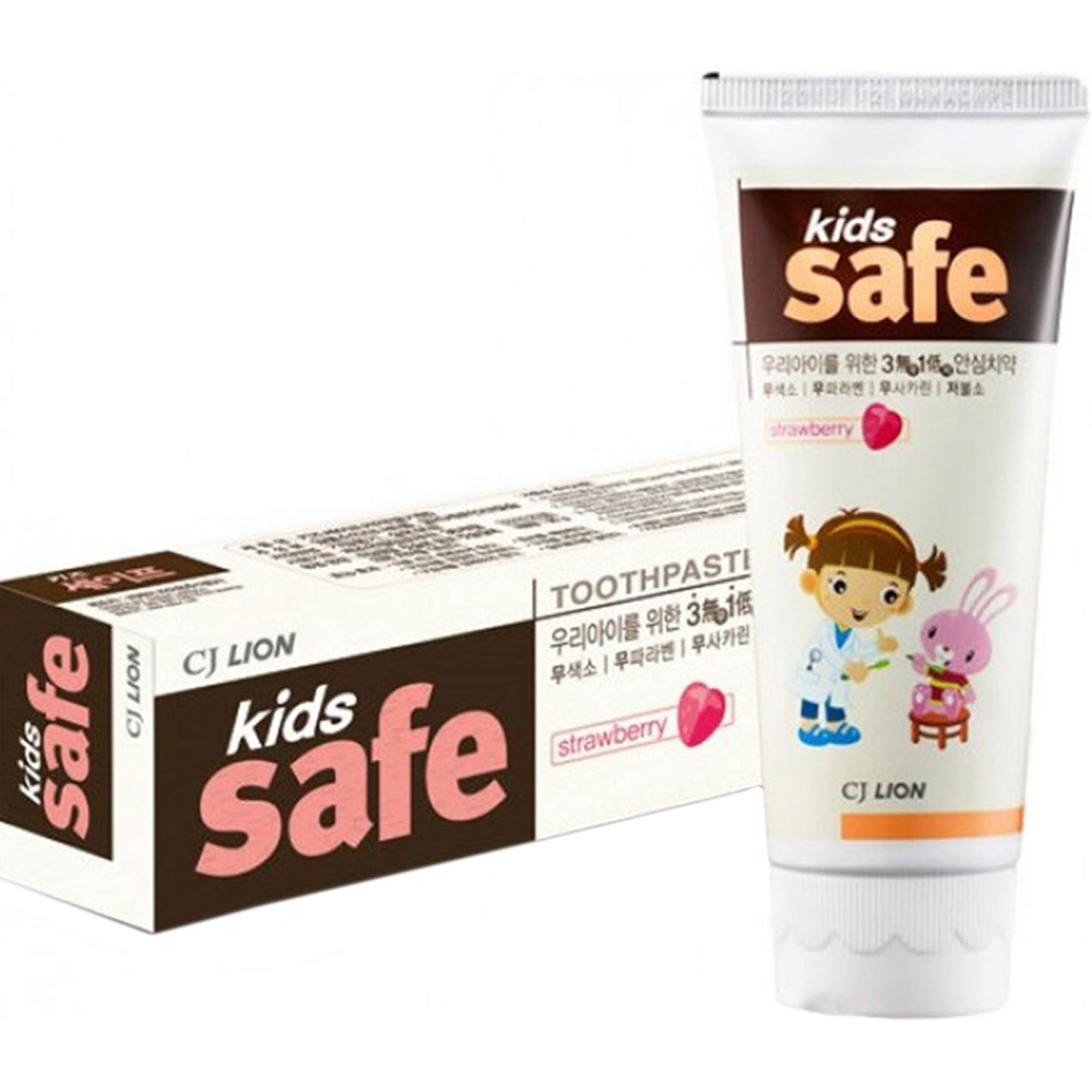 Зубная паста CJ Lion Kids Safe Клубника 90 г kids детская гелевая зубная паста ледяной арбуз без фтора 65 г