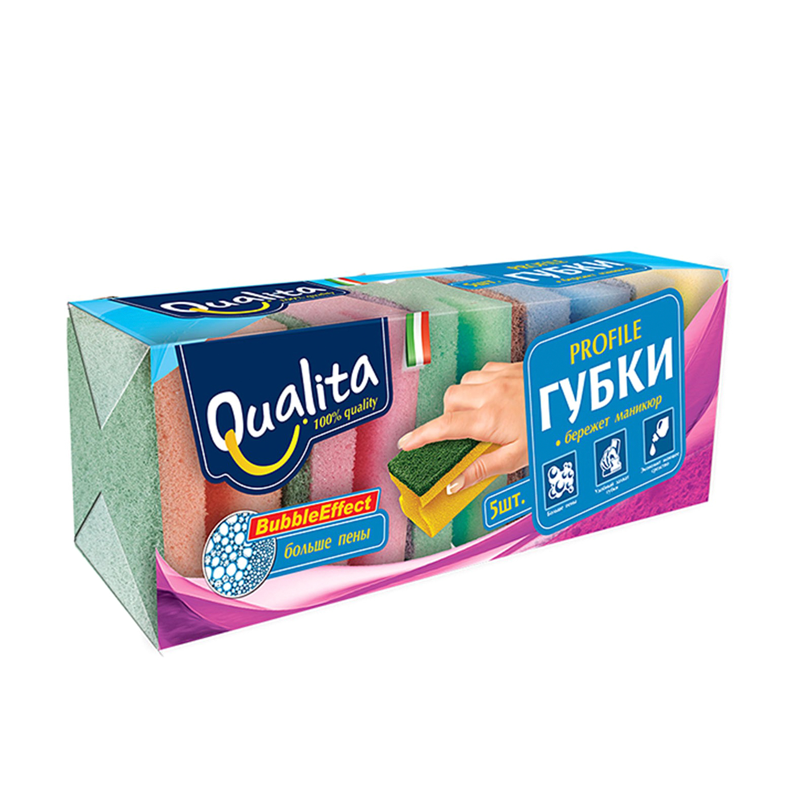 Губки Qualita Profile 5 шт губки кухонные qualita fibra naturale 2 шт