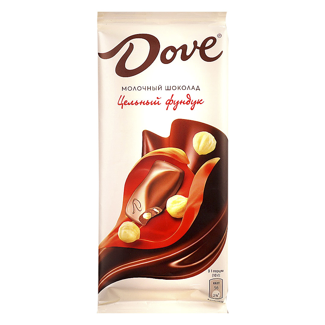 

Шоколад Dove молочный с цельным фундуком 90 г