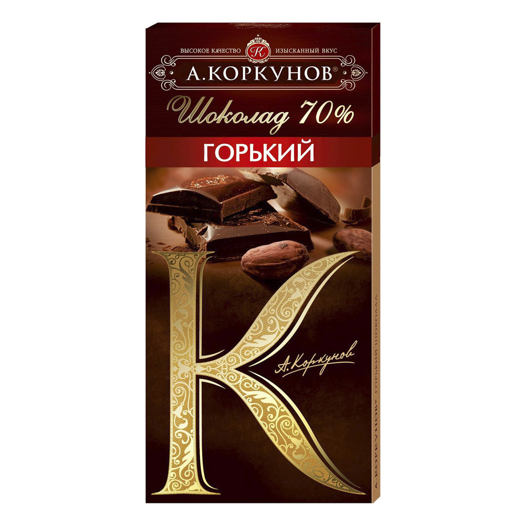Шоколад А.Коркунов Горький 70% 90 г крем краска для волос garnier color naturals 4 1 2 горький шоколад 110 мл