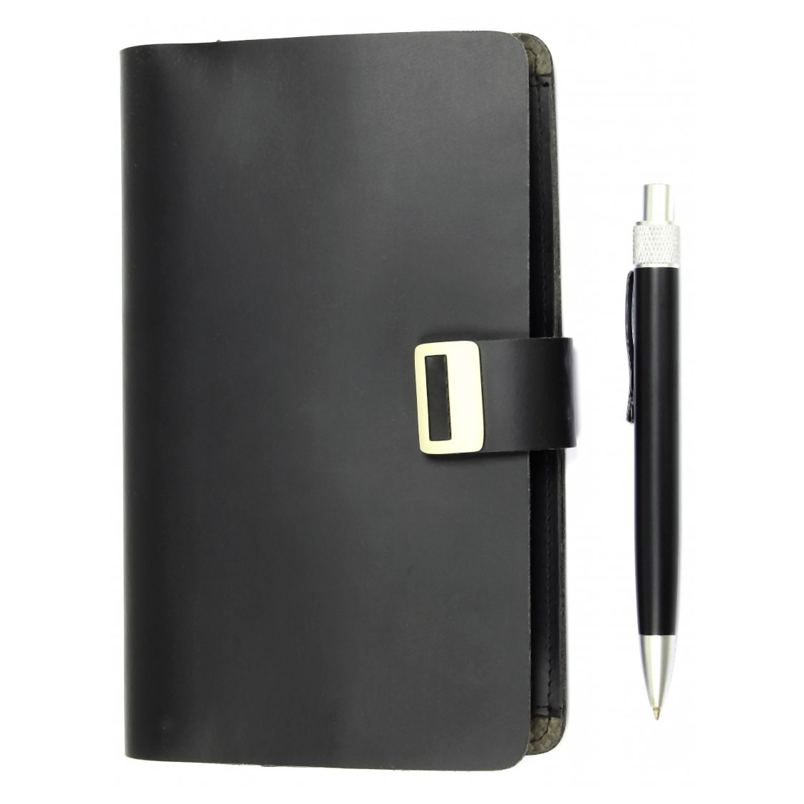 Блокнот для записей ICEBERG с ручкой черный портмоне на кнопке зажим для купюр цвет черный