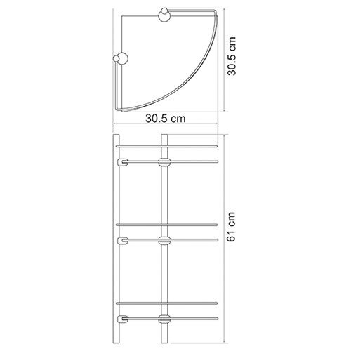 Полка стеклянная угловая тройная, с бортиком WasserKraft - фото 2