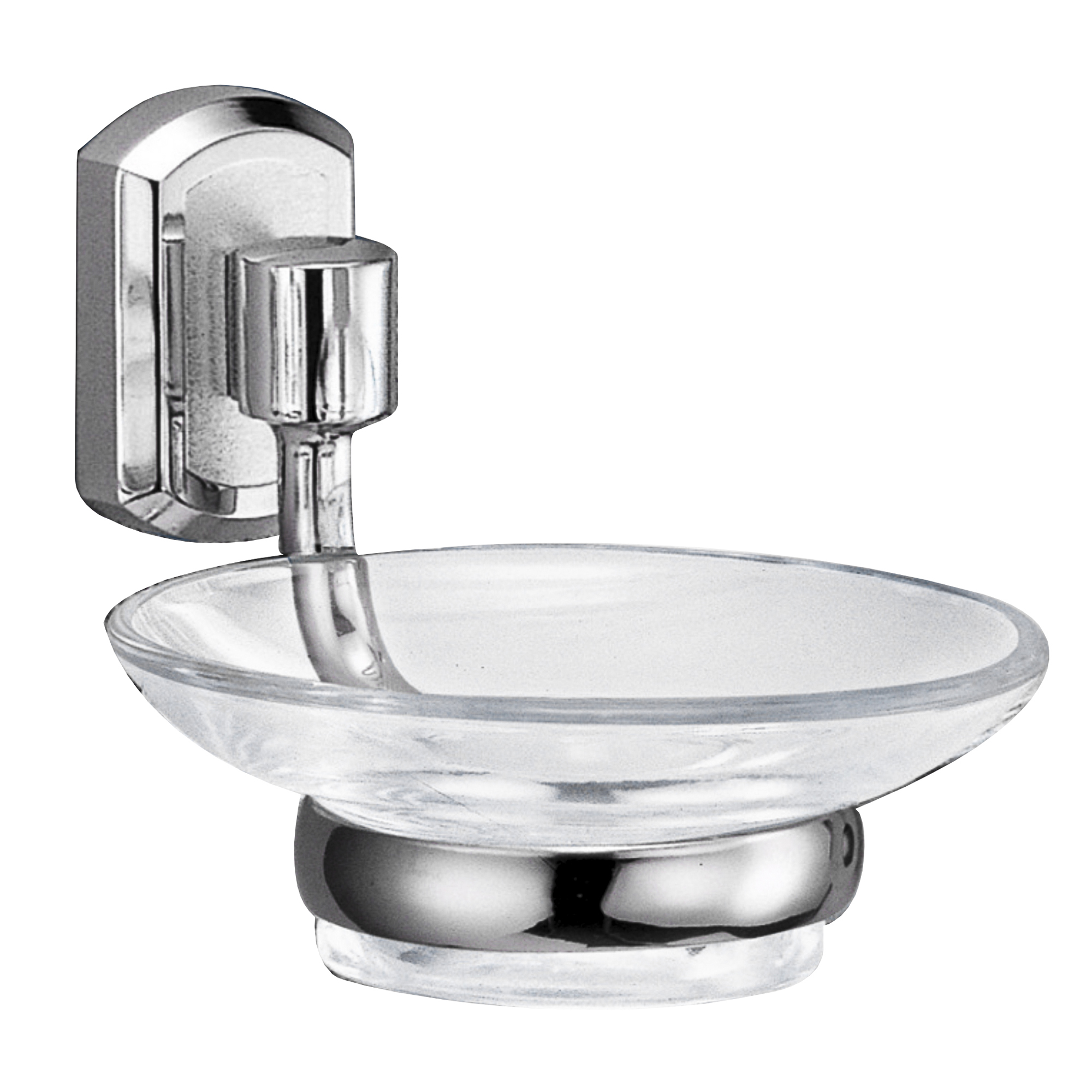 Мыльница стеклянная WasserKraft прозрачная с серебряным (3029)