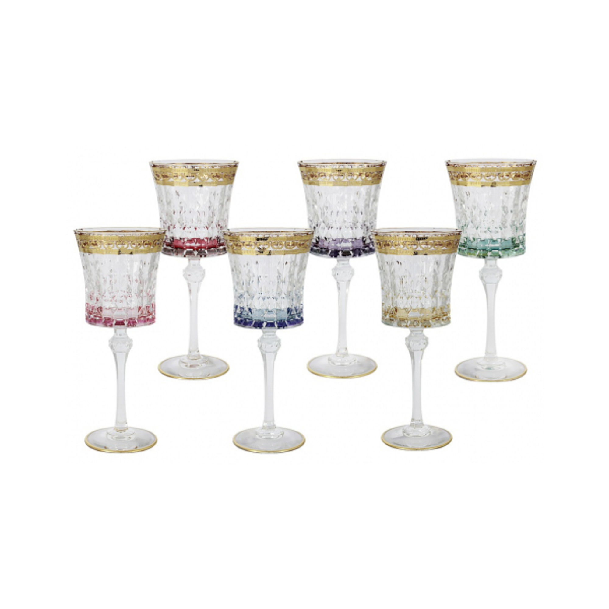 Набор 6 бокалов для вина цветная флоренция Same (SM3171/678-AL) стаканы граненые 4 шт 340 мл
