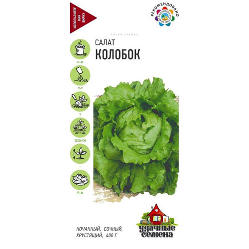 кочанный салат семена русский огород Салат Гавриш Колобок 0,5 г кочанный, хрустящий, зеленый Удачные семена