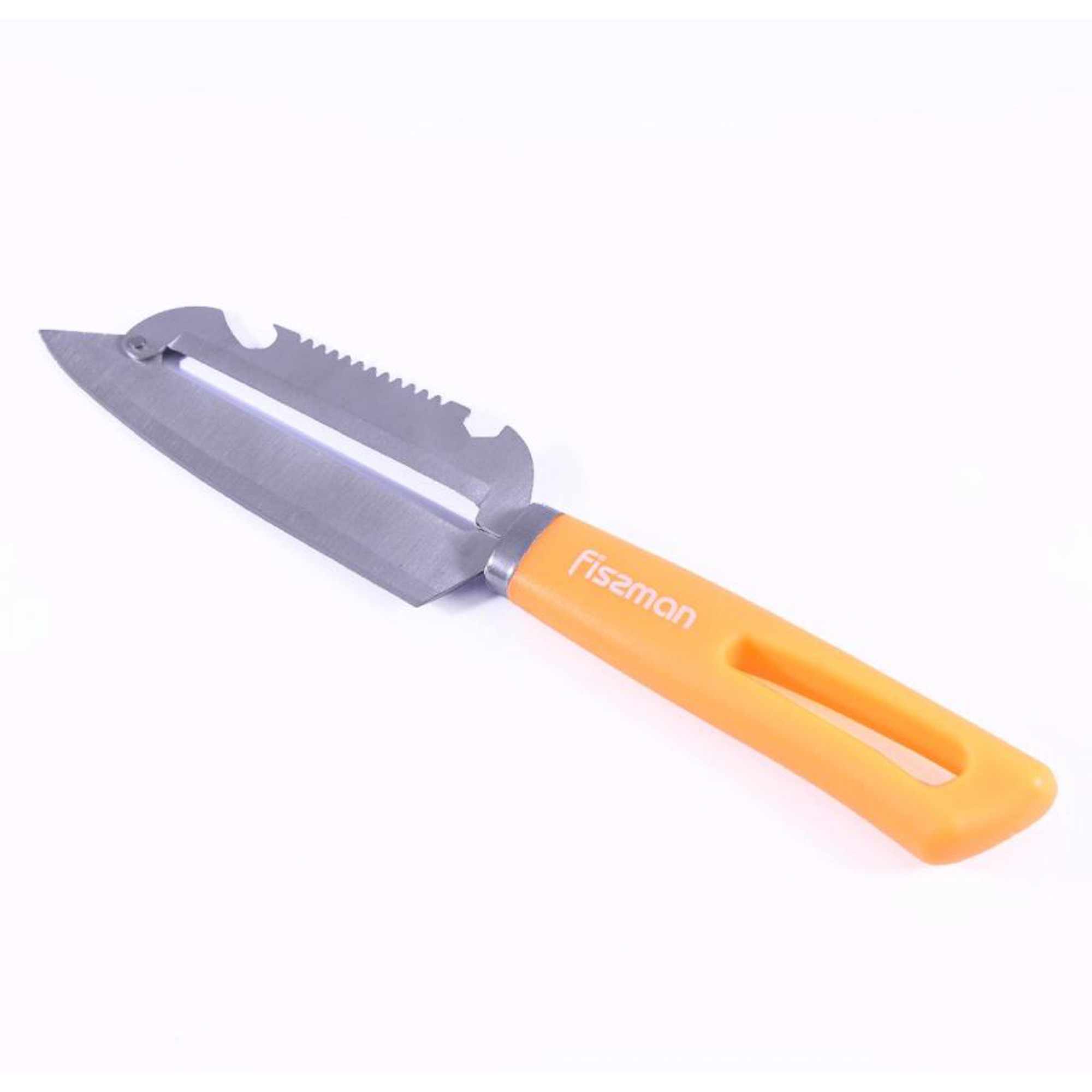 Нож многофункциональный Fissman 4-в-1 21.5x4 см, цвет оранжевый - фото 1