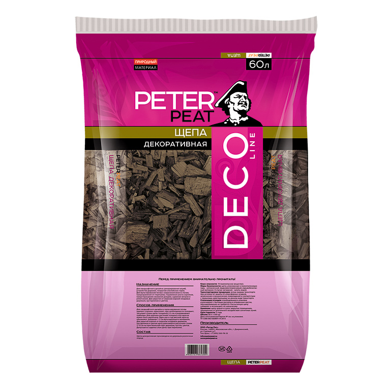 Щепа декоративная черная 60 л Peter Peat щепа декоративная peter peat deco line желтая 60 л