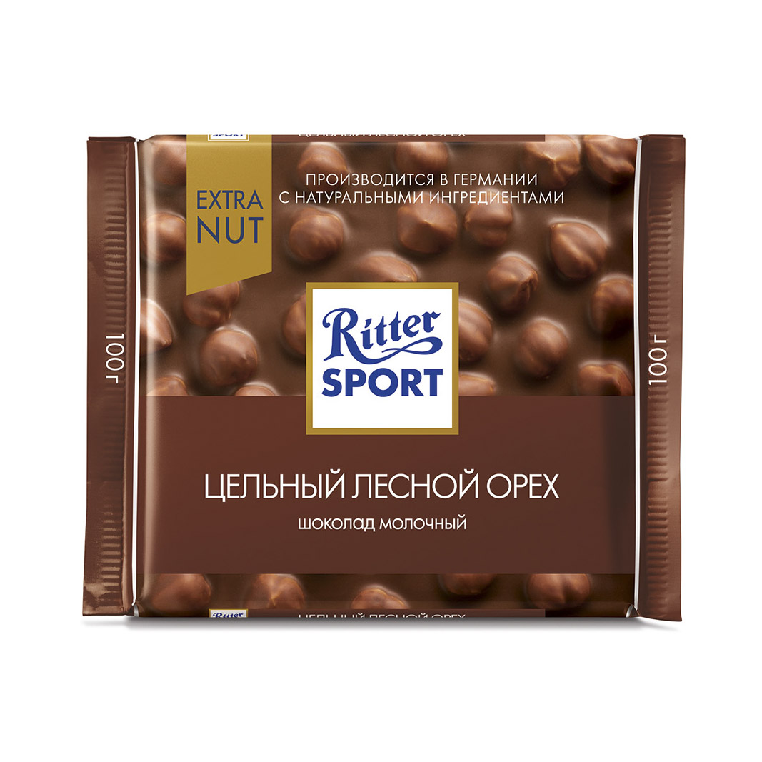 Шоколад Ritter Sport Молочный Цельный лесной орех 100 г шоколад молочный ritter sport ром изюм орехи 100 г