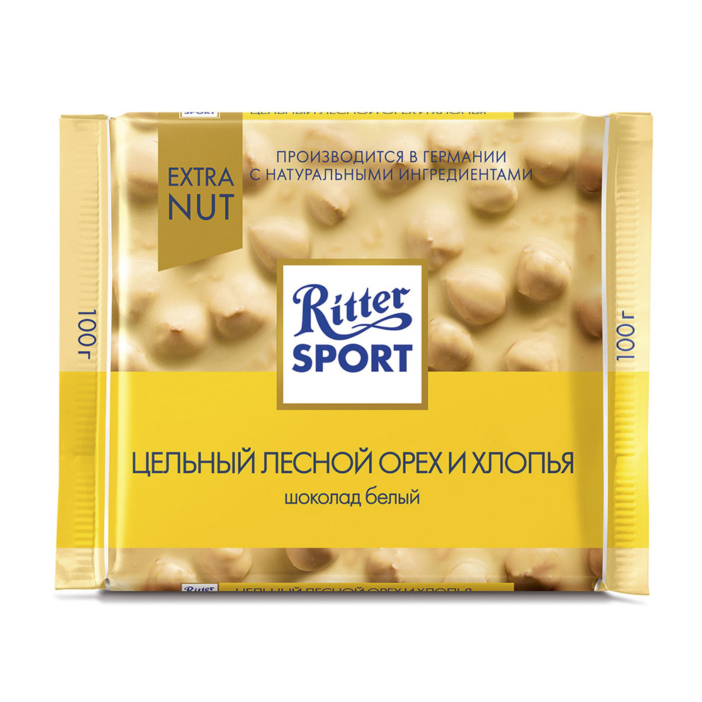 Шоколад Ritter Sport Белый Цельный лесной орех и хлопья 100 г jbl novotanganjika корм для плотоядных цихлид хлопья 200 гр
