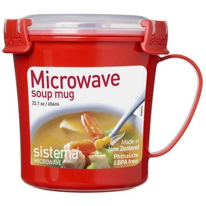 контейнер sistema microwave 1 3л низкий красный 1106 Кружка суповая Sistema microwave 656 мл