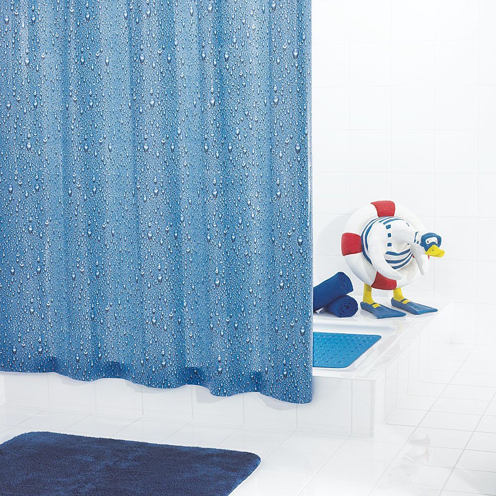 Штора для ванных комнат Drops синий/голубой 180*200 Ridder цена и фото