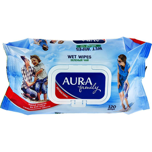 Влажные салфетки Aura Антибактериальные 120 шт влажные салфетки спиртовые aura derma protect с крышкой 40 шт
