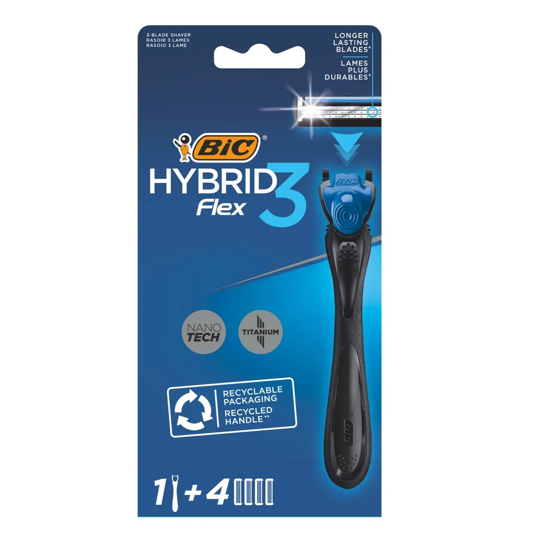 Бритва BIC Flex Hybrid с 4 сменными кассетами