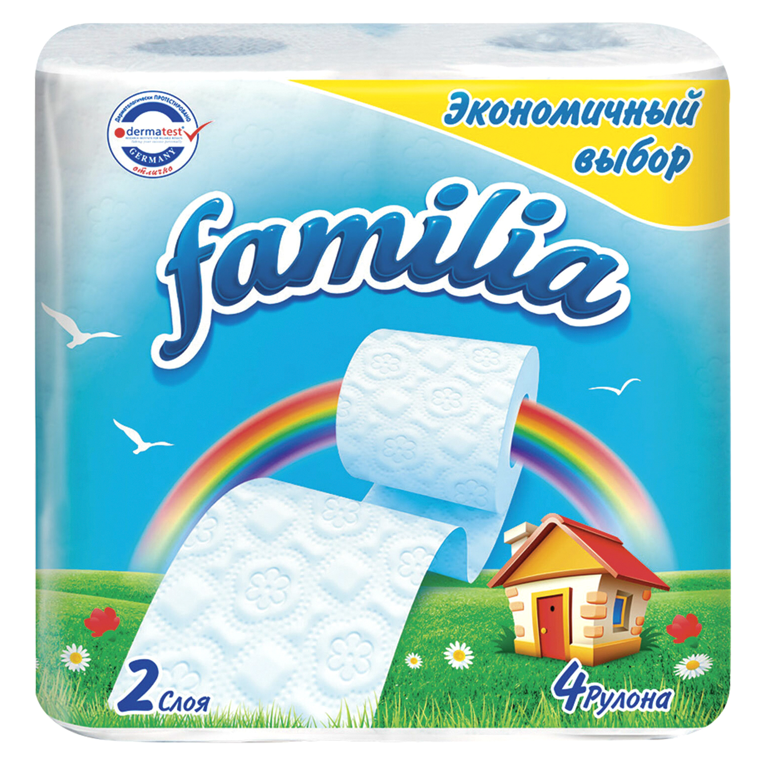 Туалетная бумага Familia  двухслойная белая 4 шт туалетная бумага familia plus белая 2 слойная 12 рулонов