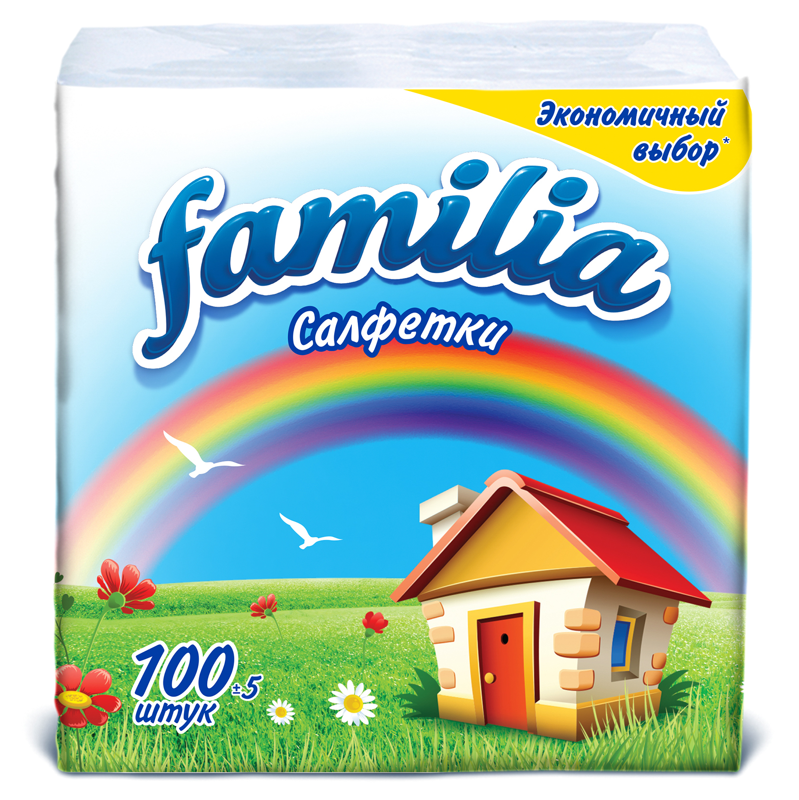 Салфетки бумажные Familia Радуга  белые 100 шт бумажные полотенца familia
