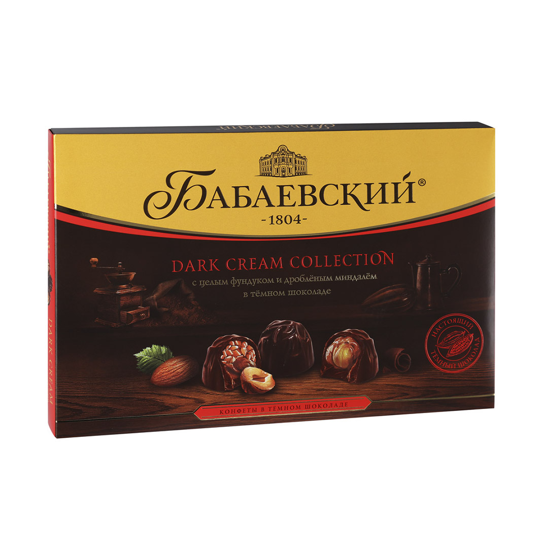 Набор конфет Бабаевские Dark cream collection Цельный фундук и дробленный миндаль 200 г шоколад ozera dark горький какао 55% 90 гр