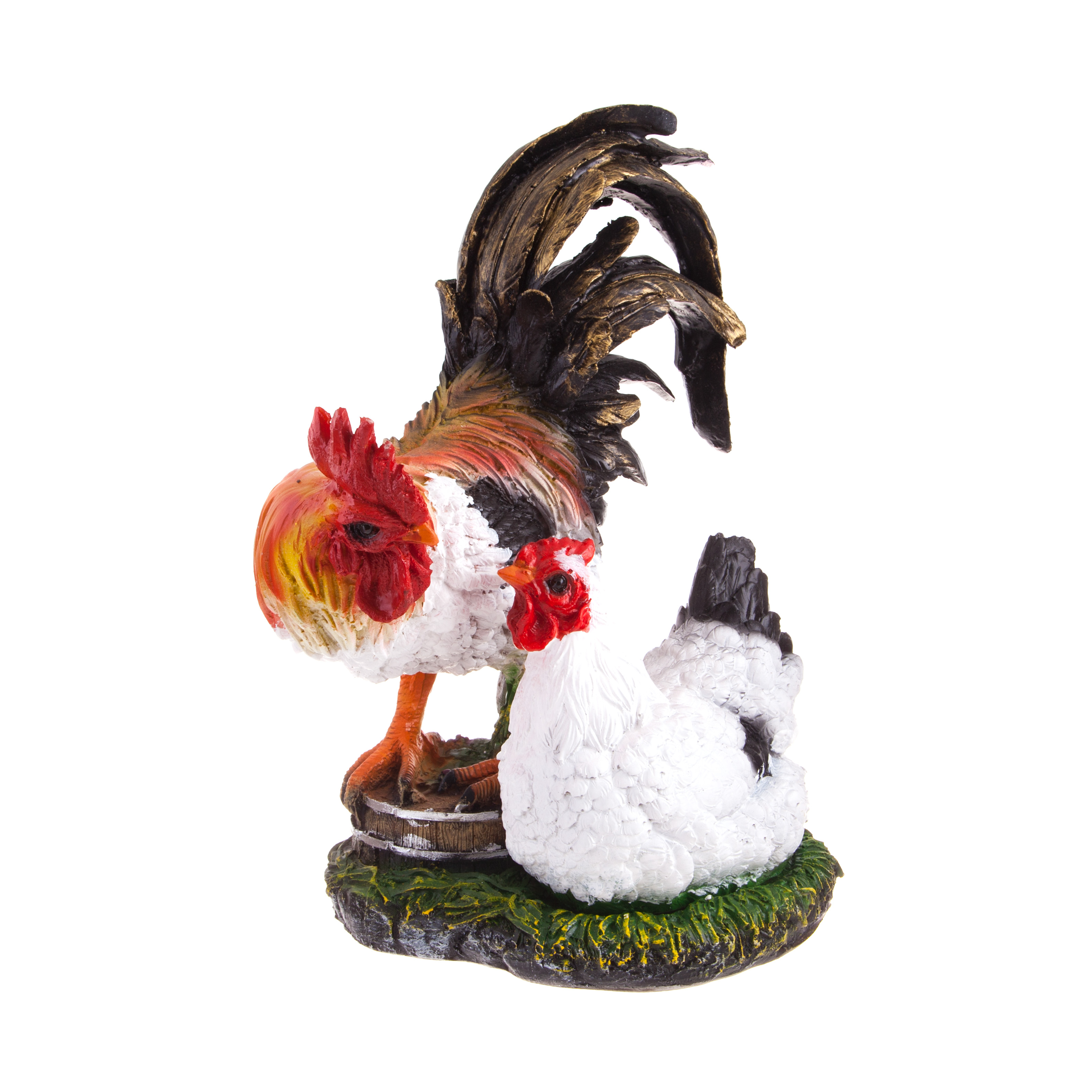 Фигура садовая Петух с курицей садовая фигурка кашпо петух с курицей и цыплятами у ведра н 26см d 14 см