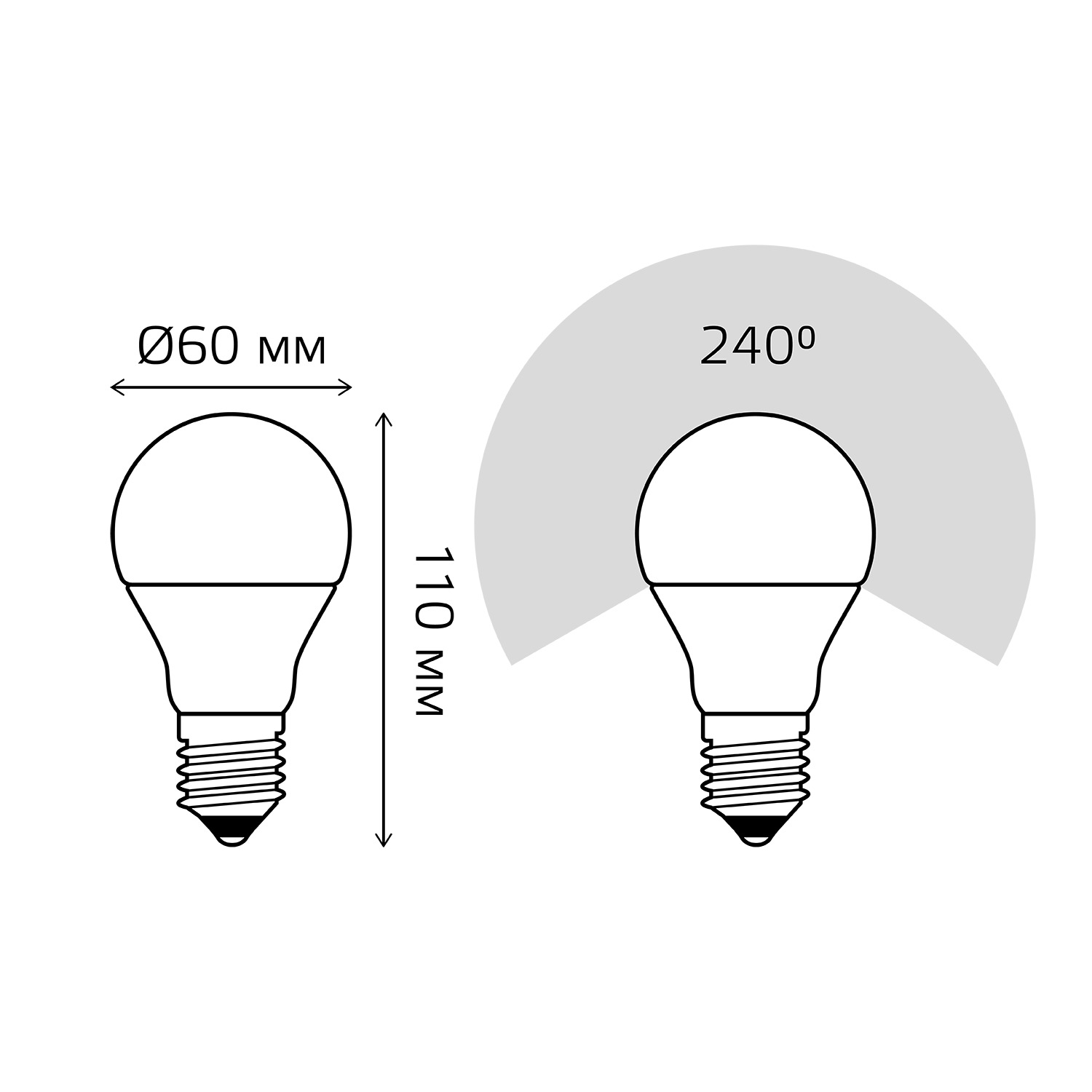 Gauss LED Elementary A60 7W E27 3000K 1/10/100 - фото 5